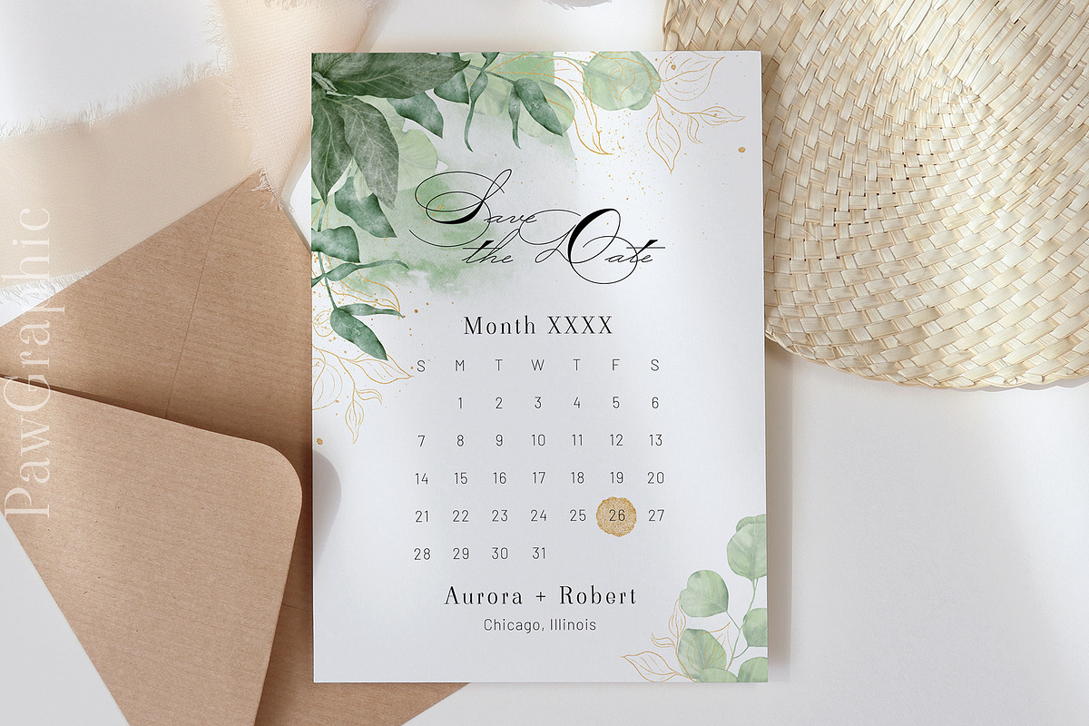 Save the Date Template Calendar Wedd, an Invitation Template by PawGraphic (Photo 6 of 10)