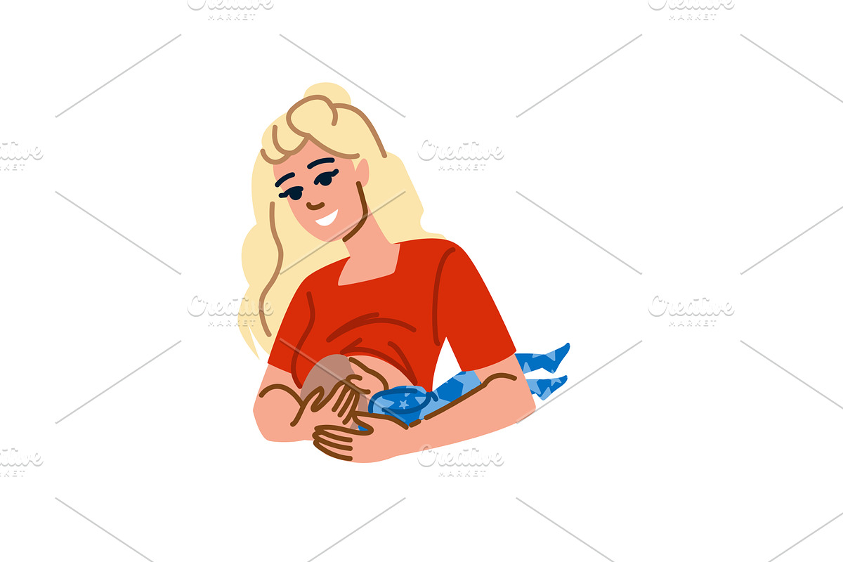 Mother breastfeeding her baby with, a Person Illustration by pikepicture
