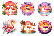 Tropical Sunset Flamingo Clipart, an Illustration by Dream Creation (Thumbnail 2 of 6)