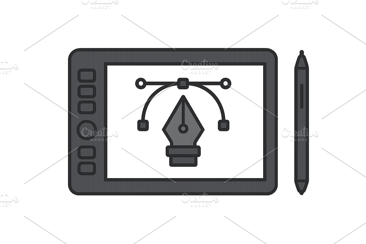 Digital drawing tablet with pen, a Technology Illustration by ZinetroN