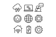 Line art set of technology icons set, an Outline Icon by Elen_Art (Thumbnail 1 of 4)