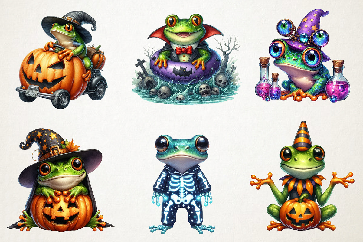 Funky Halloween Frogs Clipart, an Illustration by RobertsArt (Photo 2 of 7)