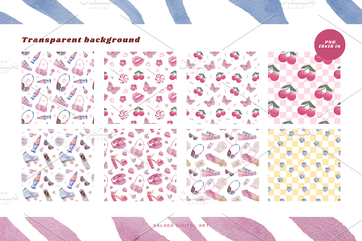 Y2k Retro Watercolor Clipart bundle, a Technology Illustration by Balada Digital Art (Photo 7 of 16)