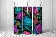Neon Glowing Rose Flower Pattern, a Pattern Graphic by Creative Store (Thumbnail 5 of 5)