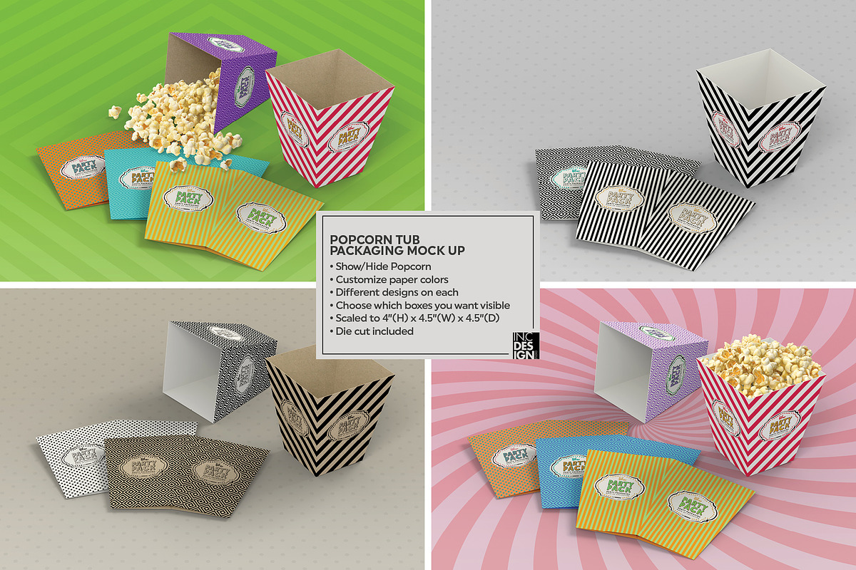 Popcorn Tub Packaging MockUp, a Packaging Mockup by INCDesign (Photo 2 of 7)