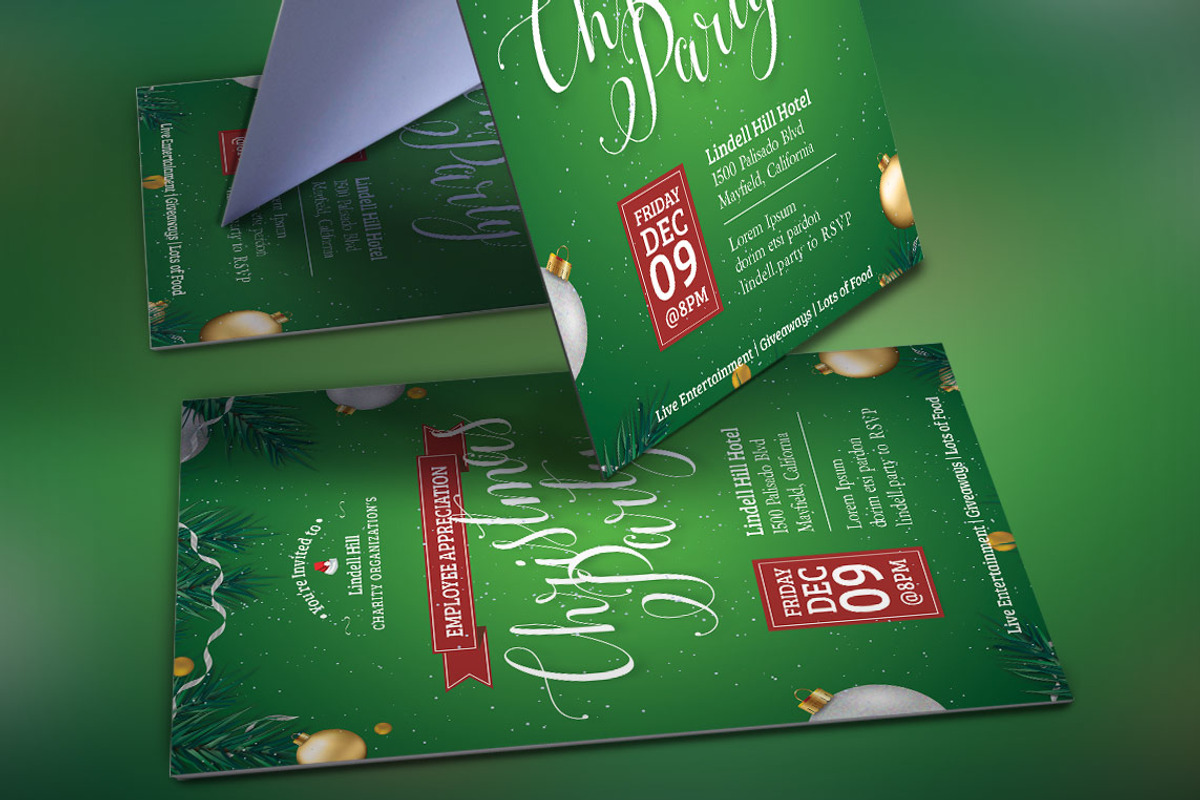 Green Christmas Party Flyer Template, a Flyer Template by Godserv Designs (Photo 3 of 5)