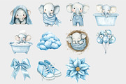 Watercolor Cute Baby Elephant Clipar, a Seasonal Illustration by Design Market (Thumbnail 5 of 5)