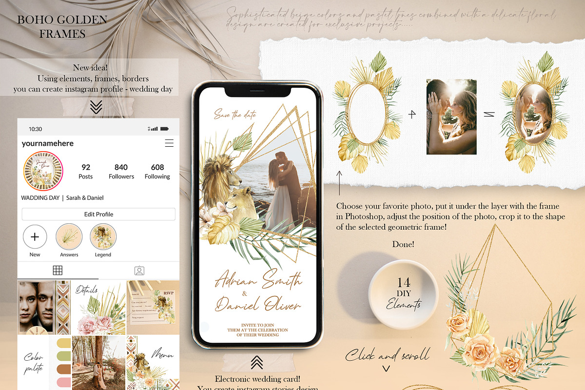 Boho floral & tropical animal lion, an Animal Illustration by AnnaTkachi (Photo 7 of 11)