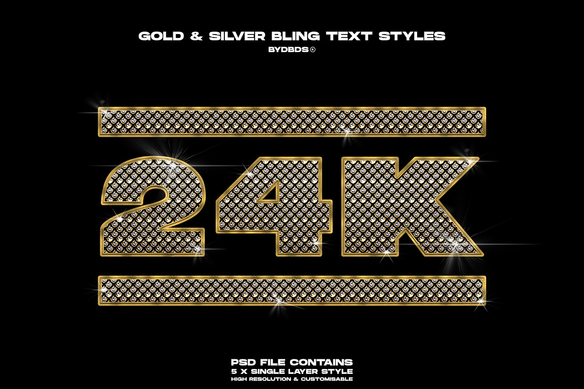 Gold & Diamond 'Bling' Text Styles, a Layer Style Add-On by dbdslondon (Photo 6 of 6)