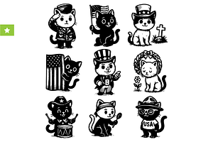 Patriotic Cats Set, an Object Graphic by RT Studio