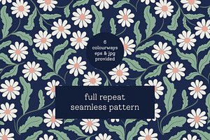 Daisy flowers seamless patterns