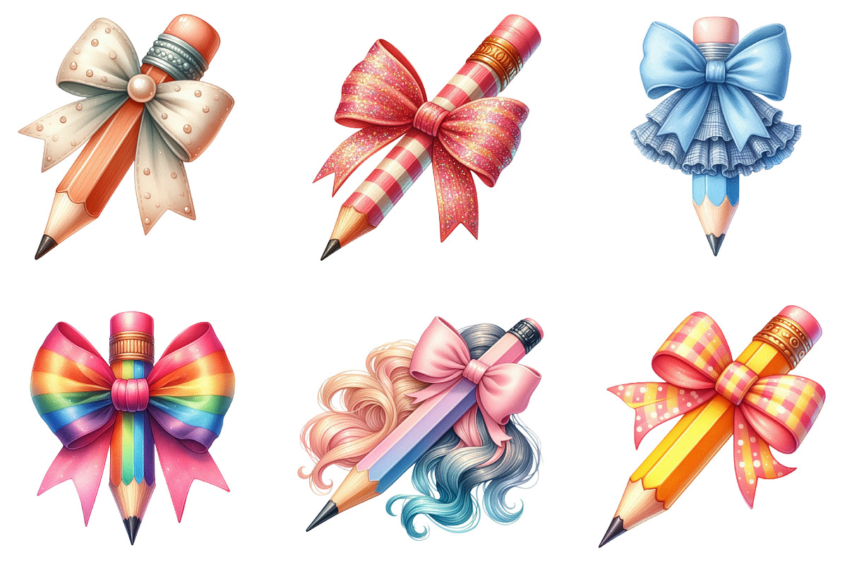 Colorful Coquette Pencil School Clip, an Illustration by DreamArtGraphic (Photo 3 of 5)