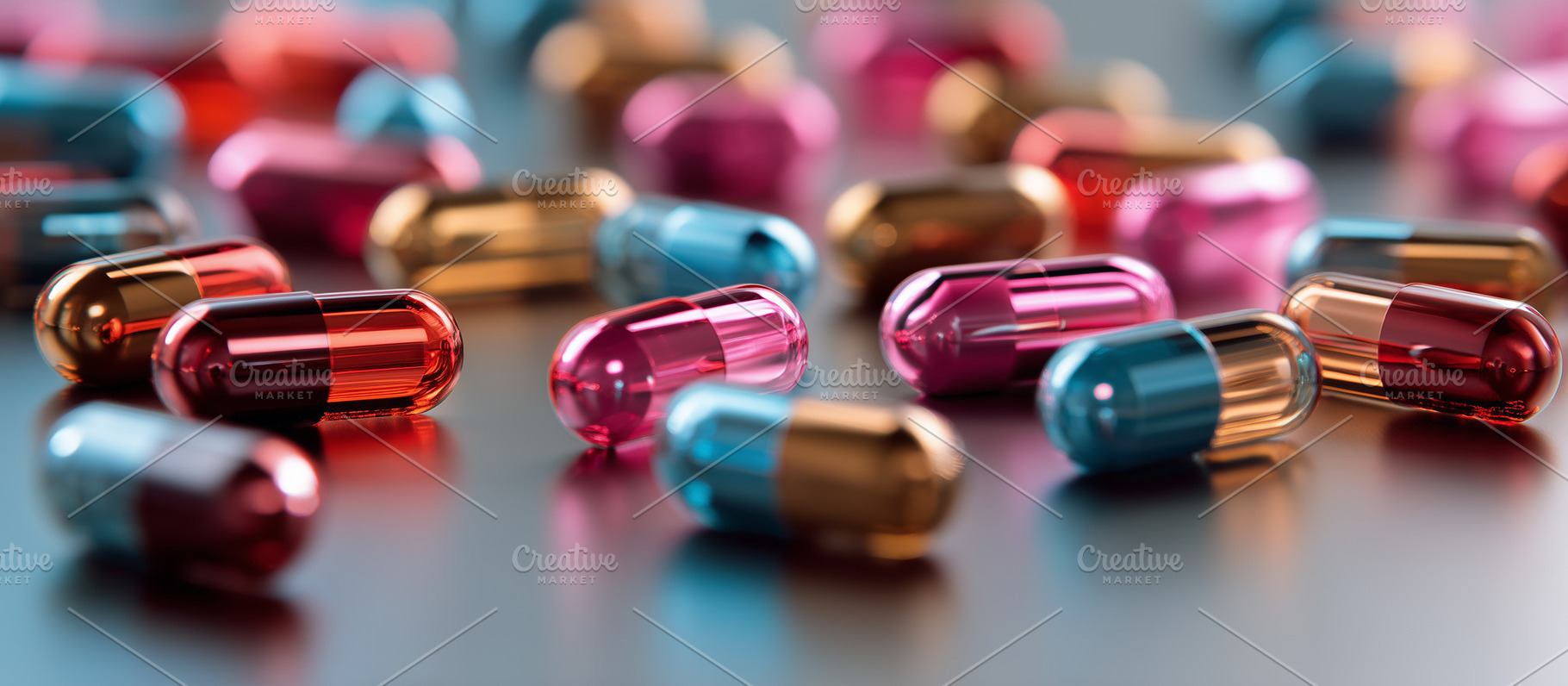 Close up on colorful metallic pills, a Health & Medical Photo by MistyDay