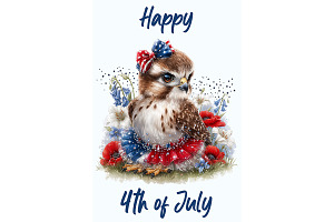 4th of July Hawk Art for Designers, an Animal Illustration by Art Paradise Studios