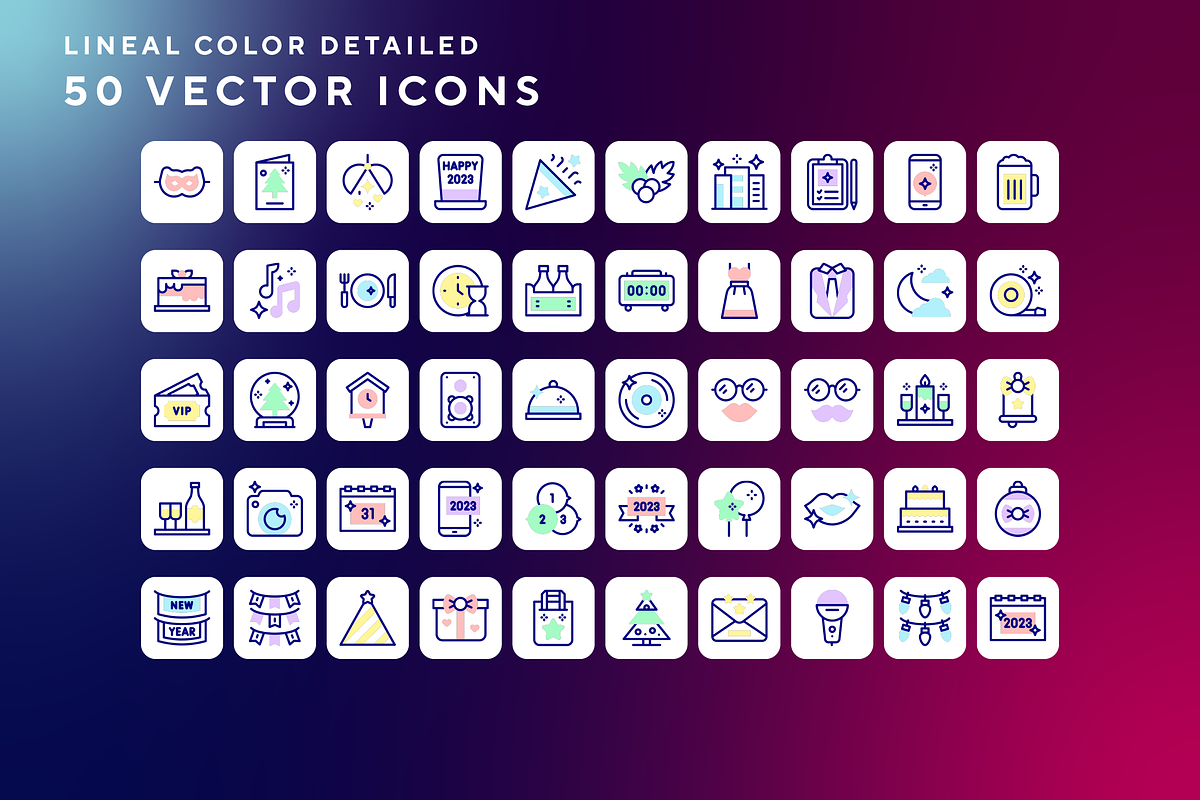 New year icons, an Outline Icon by Wencory (Photo 1 of 2)