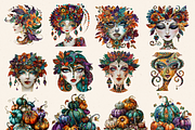 SPOOKY GEM PUMPKINS CLIPART PACK, a Seasonal Illustration by Daring Digies (Thumbnail 4 of 8)