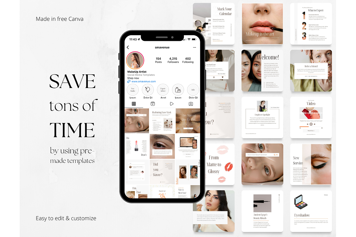 100 Beige MakeUp Social Media Posts, a Social Media Template by PatternLab. (Photo 3 of 9)