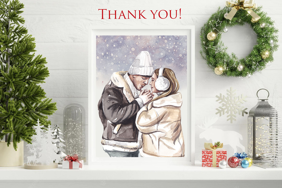 FAMILY CHRISTMAS watercolor clipart, an Illustration by Elena_Sedova (Photo 7 of 8)