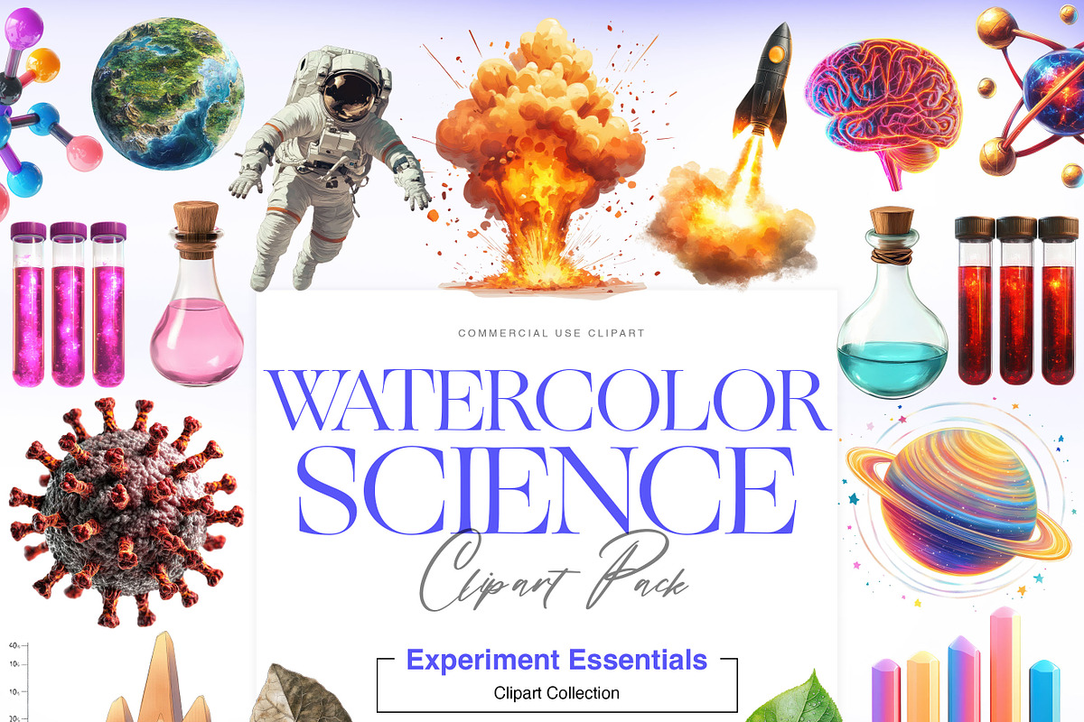 Watercolor Science Clipart, Teachers, an Education Illustration by BrushstrokeArtGB (Photo 1 of 9)