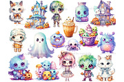 Cute Halloween Clipart Bundle, a Person Illustration by GlamArtZhanna (Thumbnail 2 of 5)