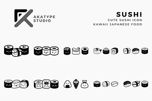 Cute Sushi, a Food Illustration by Akatype Studio