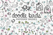 Doodle Birds photoshop brushes, a Brush Add-On by Studio-Charlie (Thumbnail 1 of 2)