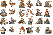 Fathers Day Animal Clipart, an Animal Illustration by Pati Charm Studio (Thumbnail 6 of 7)
