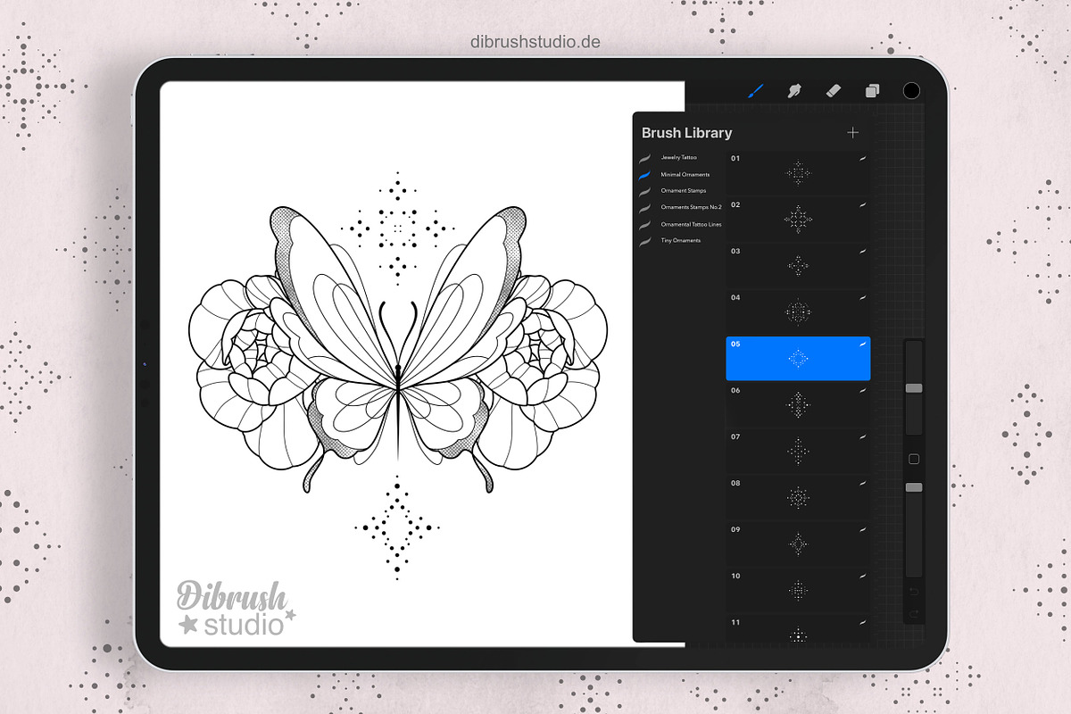 Procreate - Ornament Tattoo Bundle, a Brush Add-On by DiBrush Studio (Photo 4 of 4)