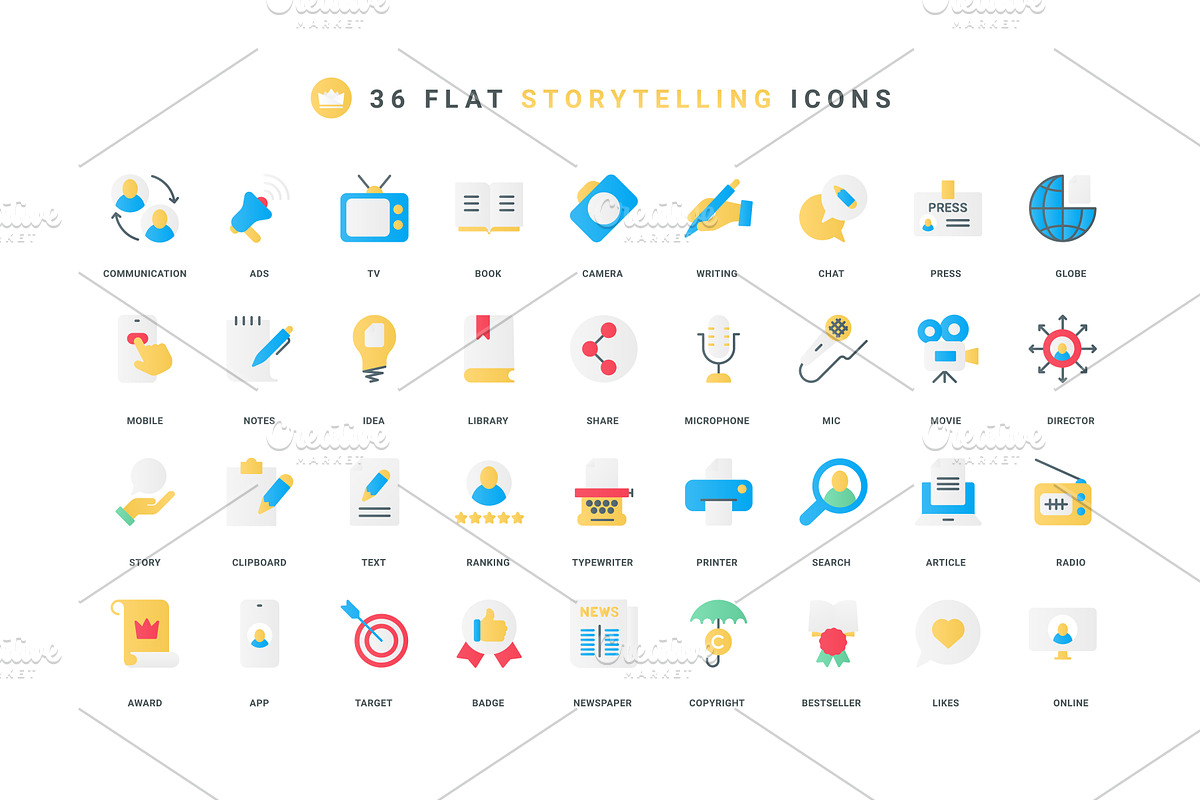 Storytelling social media icons, an Object Illustration by Lemberg Vector