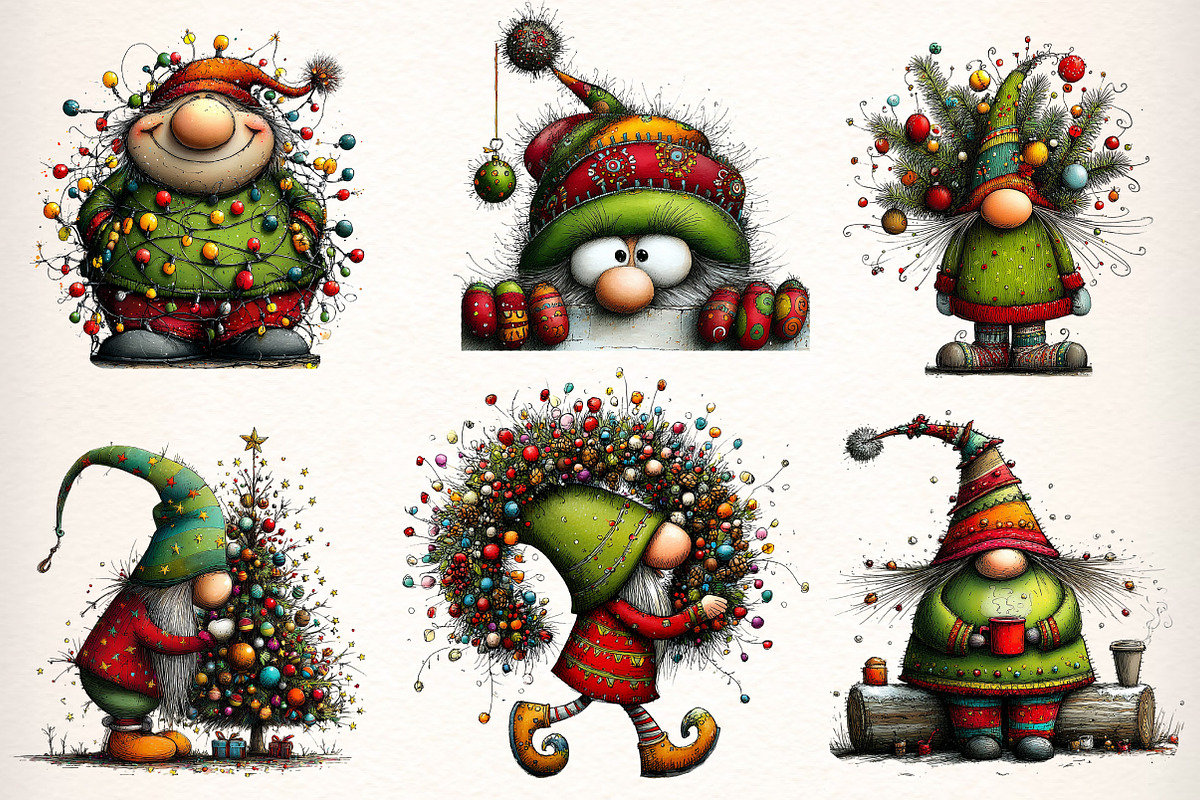 Whimsical Christmas Gnome Clipart, an Illustration by Dream Creation (Photo 5 of 8)