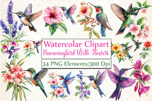 Hummingbird With Flowers Sublimation, an Illustration by DreamCafeArt