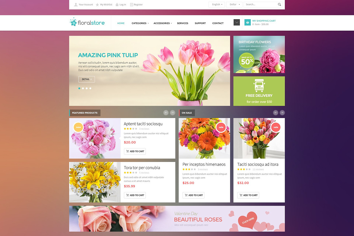 Floral - Responsive PSD Template, a Websites & App Template by Puzzthemes
