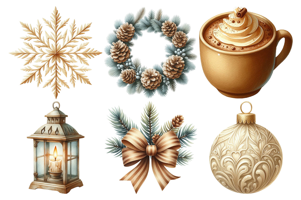 Beige Christmas Clipart, an Illustration by Pixels.Craft (Photo 5 of 5)