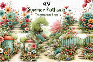 Whimsical Summer Pathway Clipart, an Illustration by Craft Nest