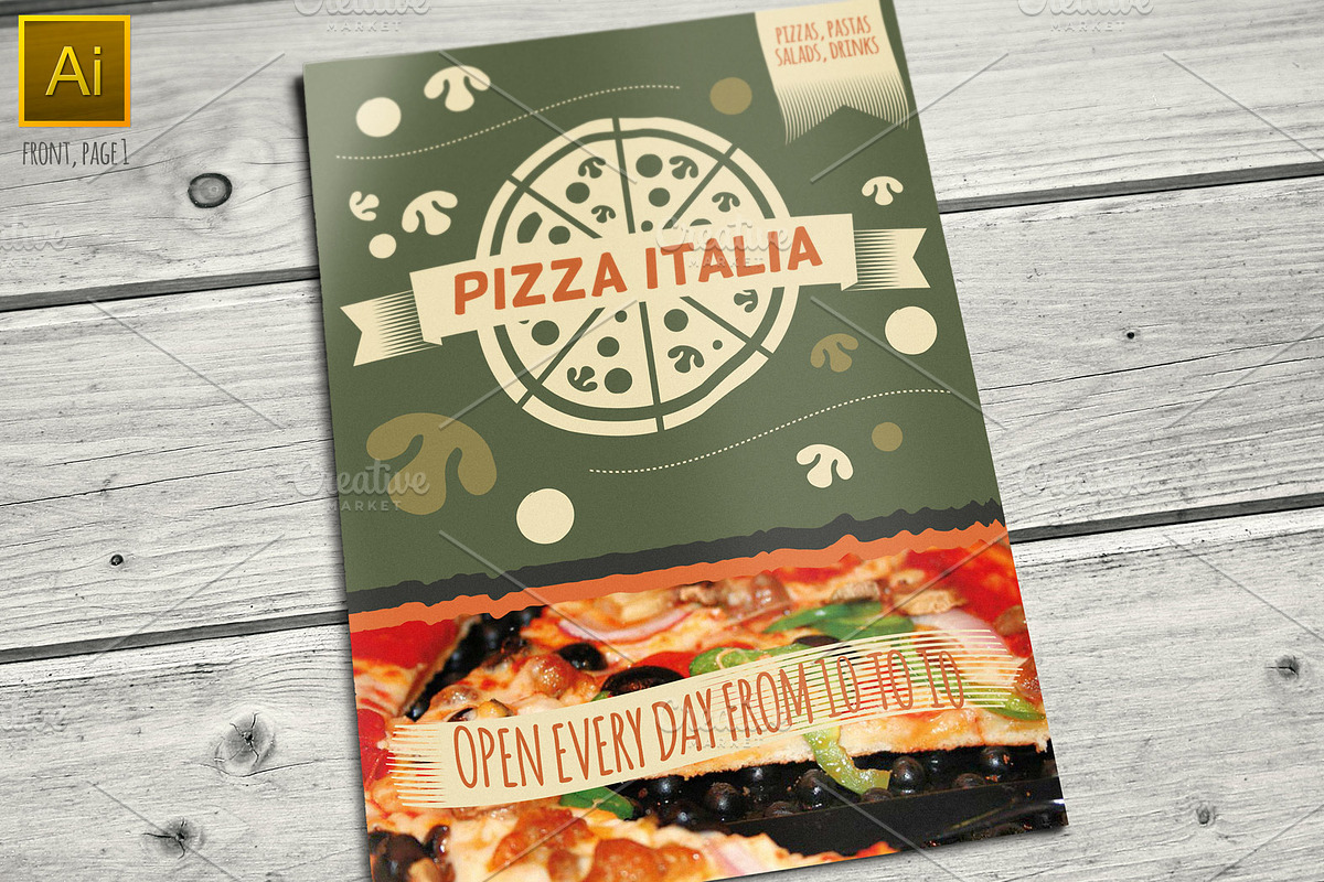 Pizzeria Restaurant Menu, a Brochure Template by Mikko Lemola (Photo 2 of 4)