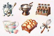 Watercolor Vintage Baking Clipart, an Illustration by CreationArt (Thumbnail 5 of 5)