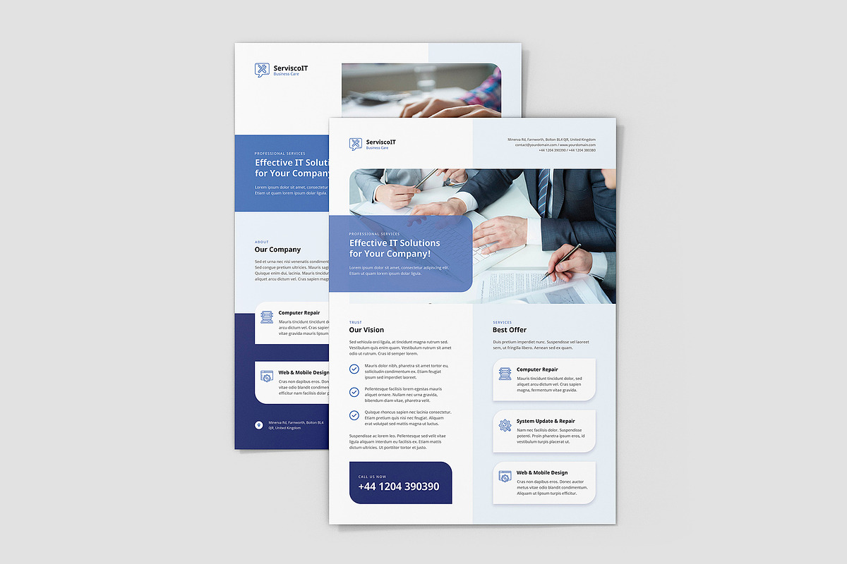 IT Services Flyer Canva Template, a Brochure Template by artbart (Photo 3 of 9)
