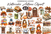 Watercolor Autumn Clipart Bundle, a Seasonal Illustration by designcity5 (Thumbnail 1 of 5)