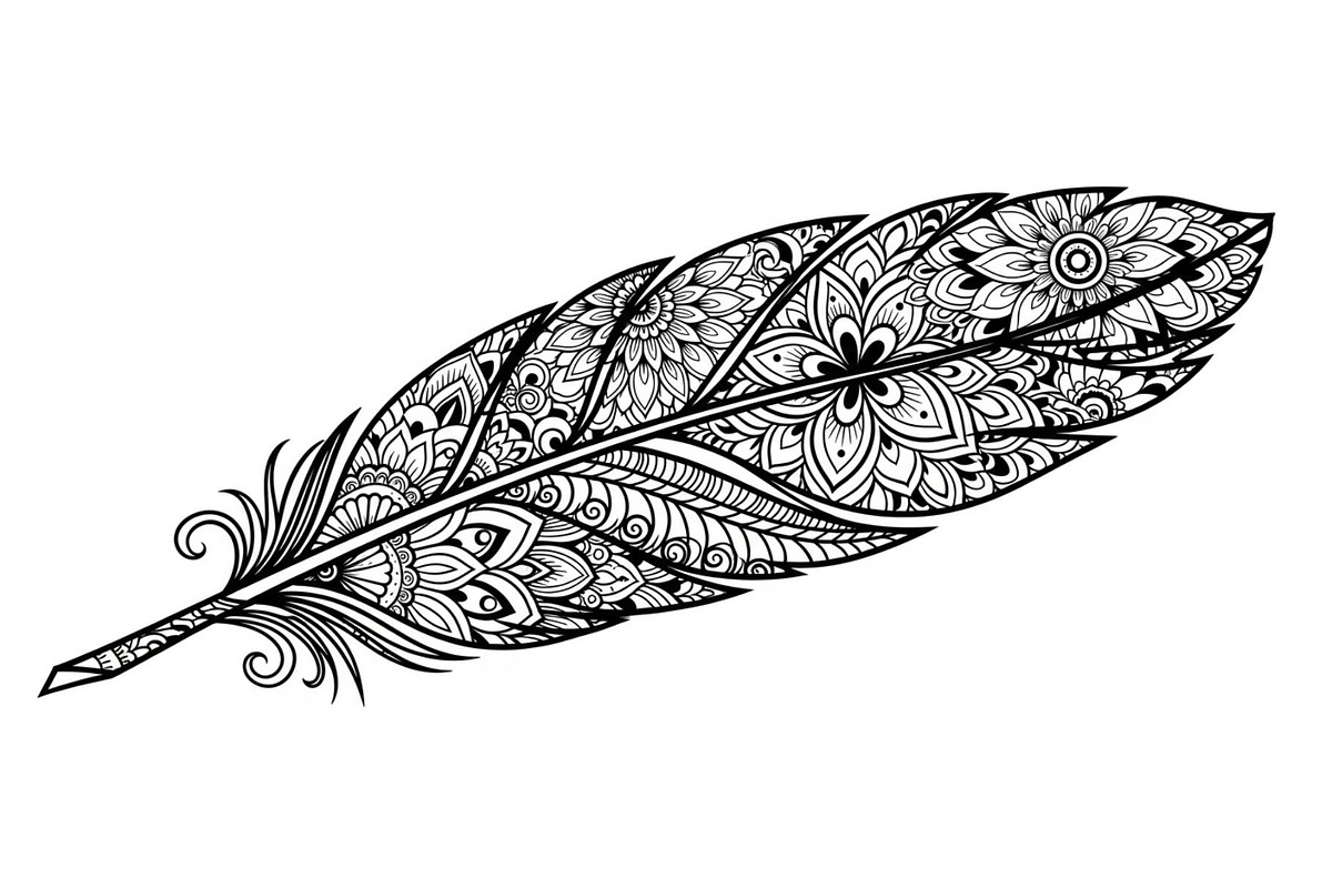 Ornamental Feather SVG Bundle, an Illustration by yasushie (Photo 18 of 31)