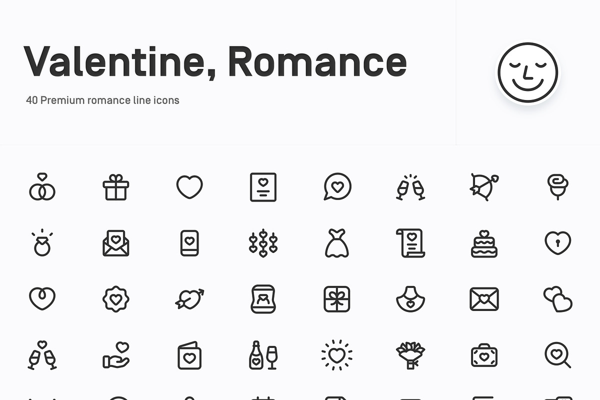 Valentine’s Day vector line icons, an Outline Icon by Myicons (Photo 2 of 3)