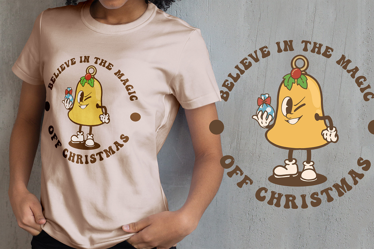 Christmas Bell Vintage Cartoon, an Illustration by vectstudio (Photo 2 of 5)