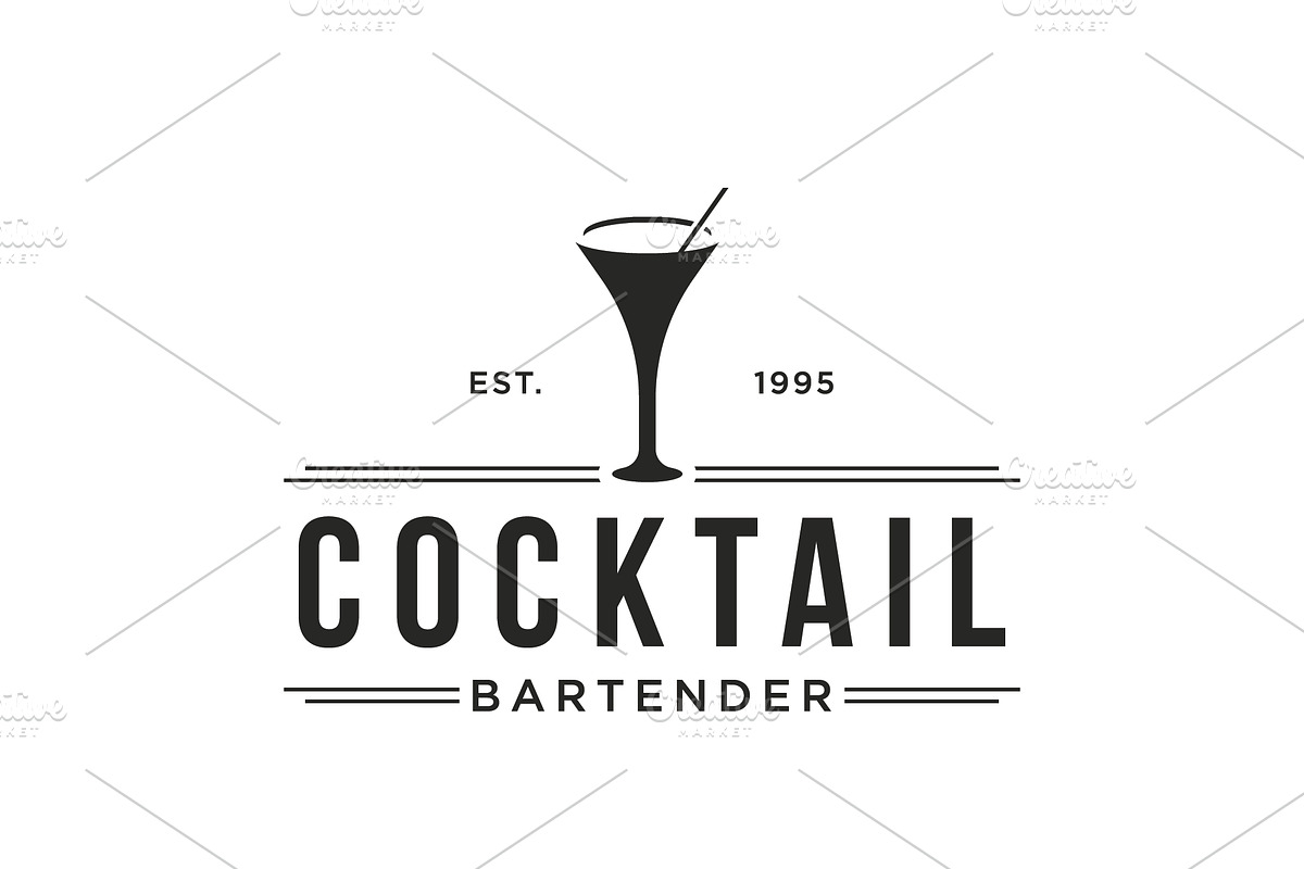 Retro vintage bartender cocktail dri, a Branding & Logo Template by LOGOCREATIVE