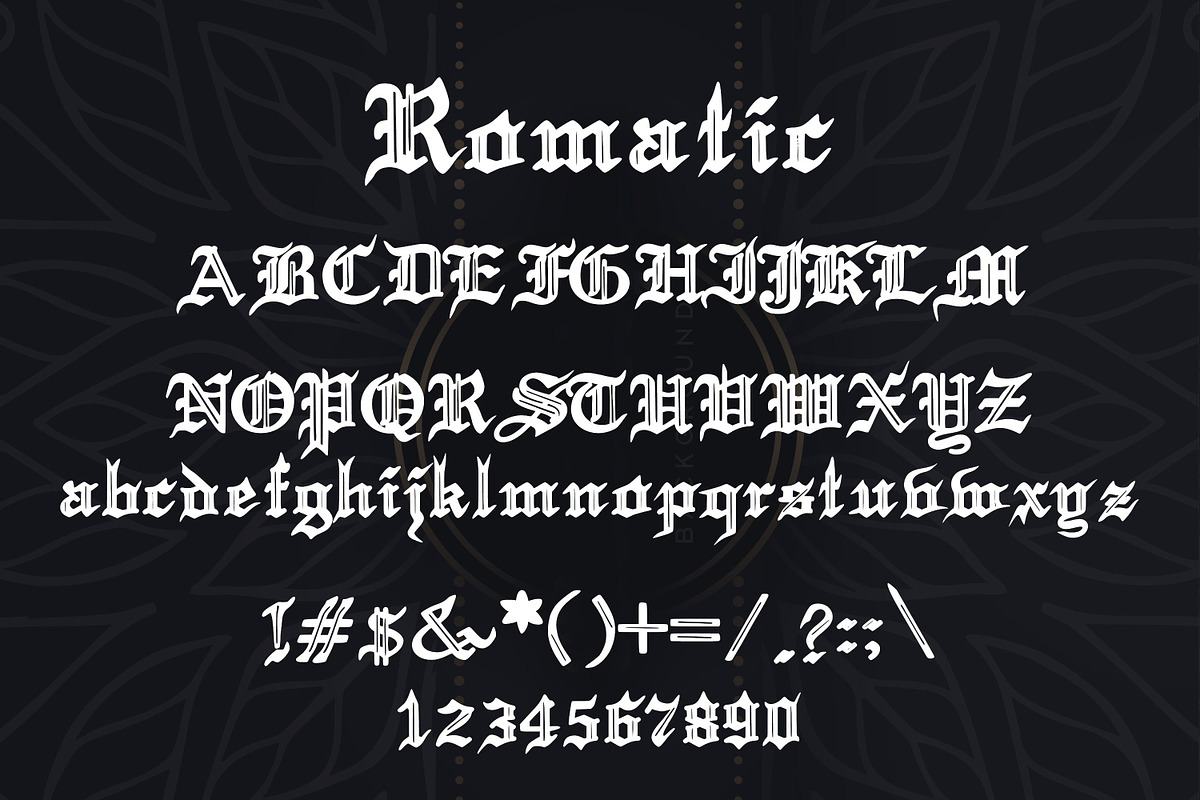 Romatic Blackletter Font preview 2