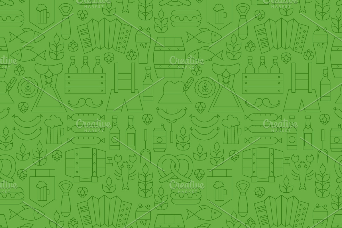Oktoberfest Beer Line Patterns, a Pattern Graphic by Anna_leni (Photo 7 of 7)