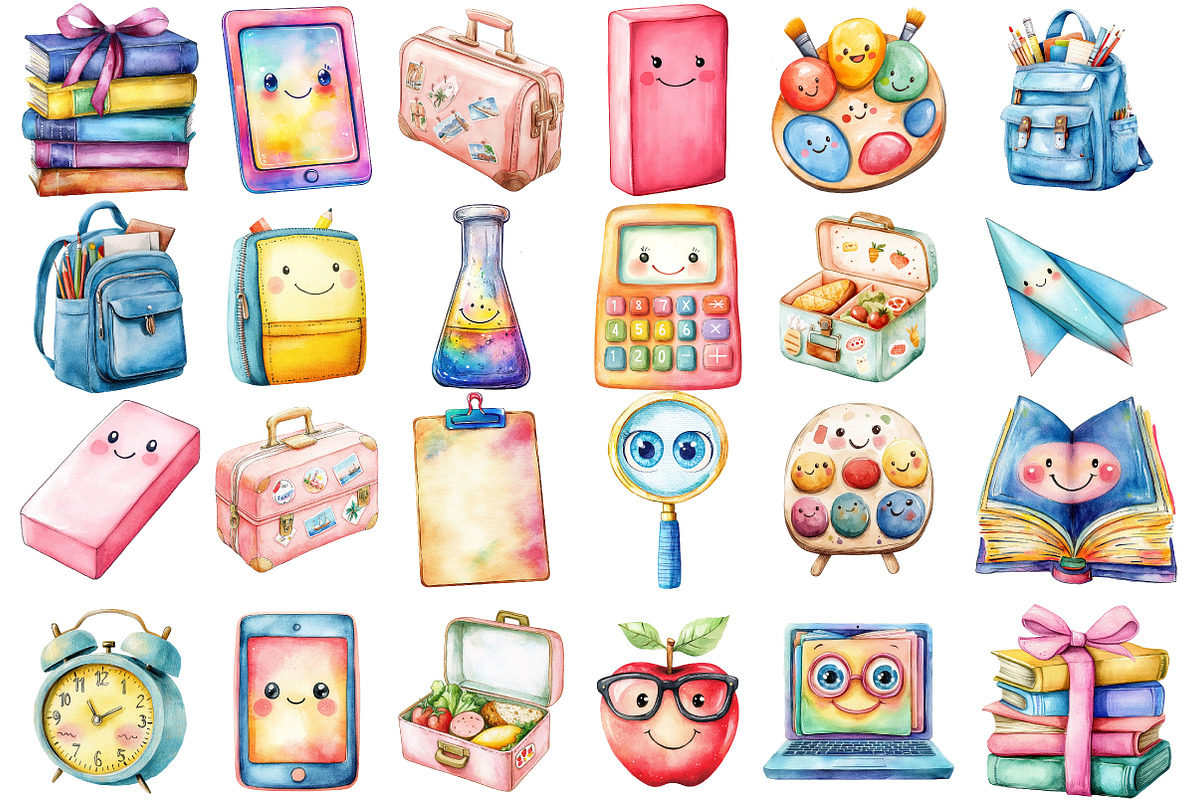 Cute School Supplies PNG, an Illustration by SinaCreation (Photo 2 of 5)