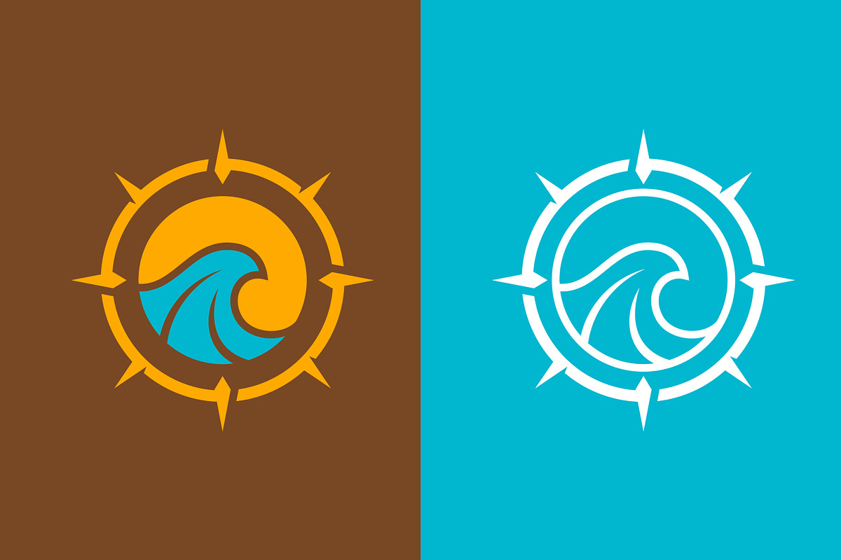 Wave Summer Logo with Compass Frame, a Branding & Logo Template by Signatoro (Photo 2 of 4)