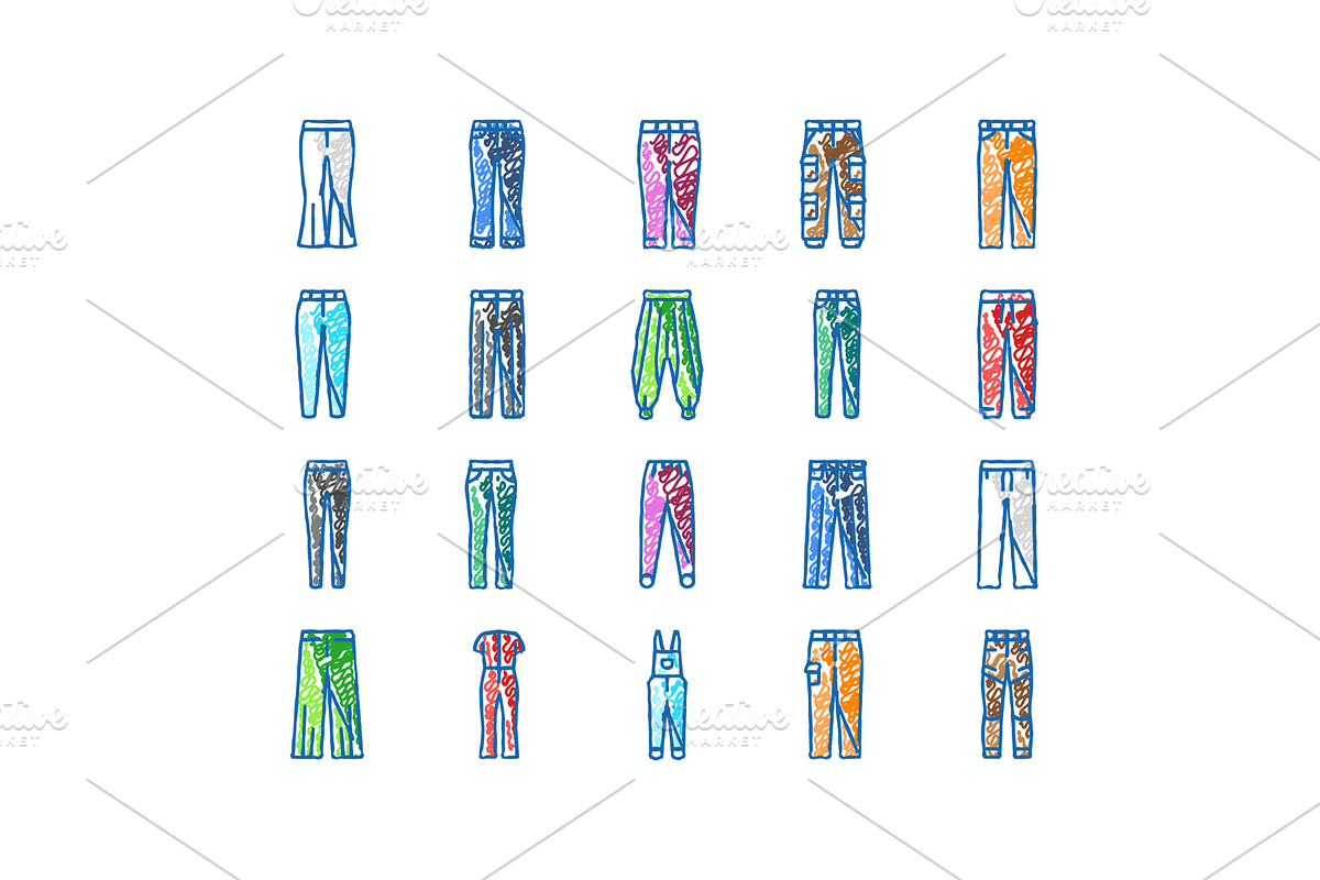 pants fashion clothes apparel icons, an Object Illustration by pikepicture