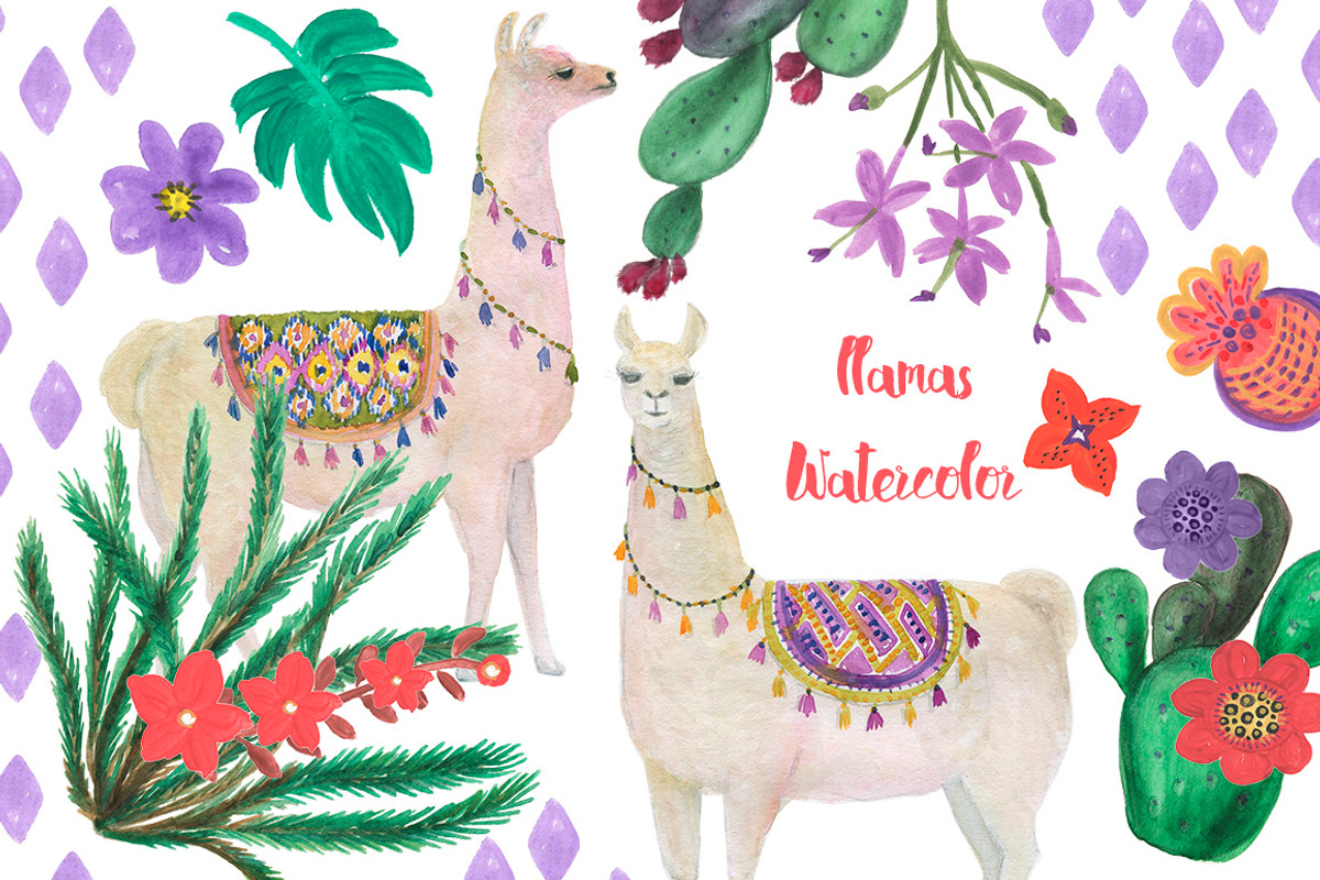 Watercolor llamas, an Animal Illustration by ramika (Photo 1 of 3)