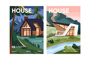 Modern house architecture poster set, an Object Illustration by PaperTrident (Thumbnail 3 of 3)
