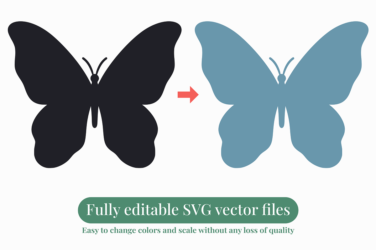 Butterfly Silhouette Vector Bundle, an Animal Illustration by Kusumaillustration (Photo 2 of 13)